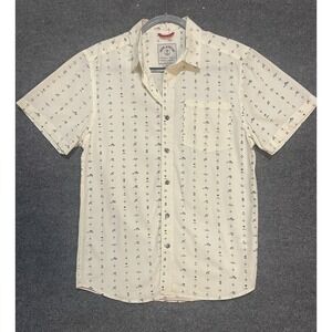 Iron And Resin Shirt Men Small White Boat Theme Button Up Short Sleeve Camp